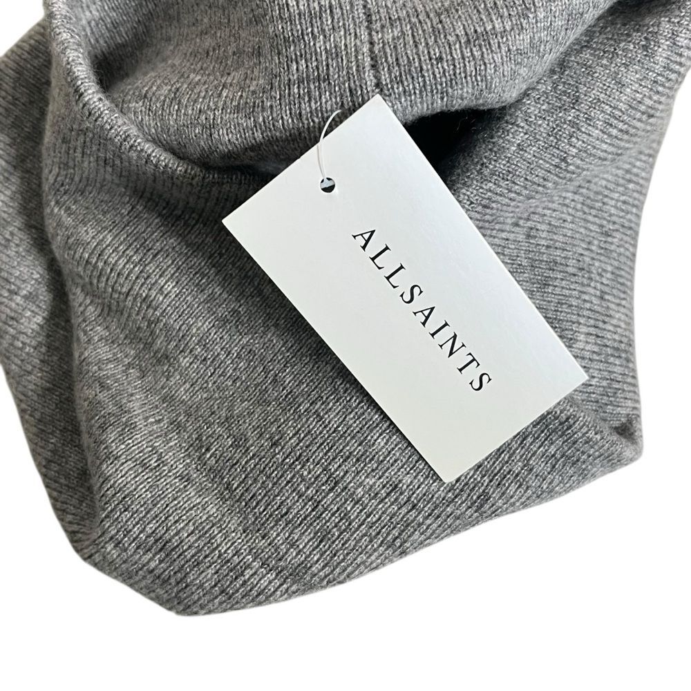 AllSaints NWT Beanie Hat Grey Marl Wool Blend Unisex Fall Sample - Picture 6 of 8